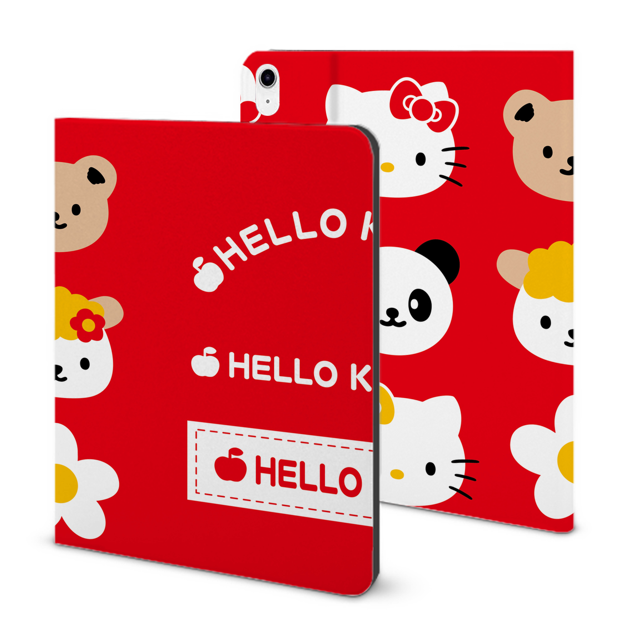 （画像用） Hello Kitty ハローキティ IPad ケース ブック型 PUレザー TPU 耐衝撃 軽量 薄型 ペン収納なし 全面保護 IPad 各モデル対応